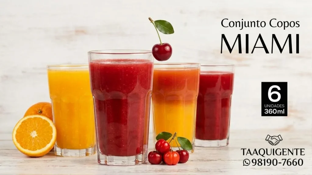Jogo de Copos de Vidro Miami Havan Casa 360ml – Caixa com 6 Unidades