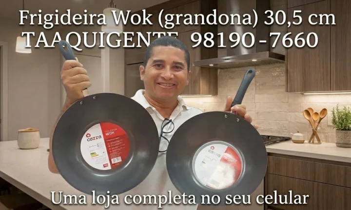 Frigideira Wok Antiaderente Cazza 30,5cm – Ideal para Receitas Práticas e Saudáveis
